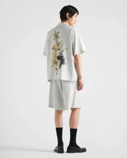 Hombre Prada CAMISAS^Camisa De Manga Corta De Seda