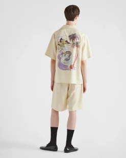 Hombre Prada CAMISAS^Camisa De Manga Corta De Seda