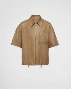 Hombre Prada ROPA DE PIEL^Camisa De Manga Corta En Napa