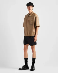 Hombre Prada ROPA DE PIEL^Camisa De Manga Corta En Napa