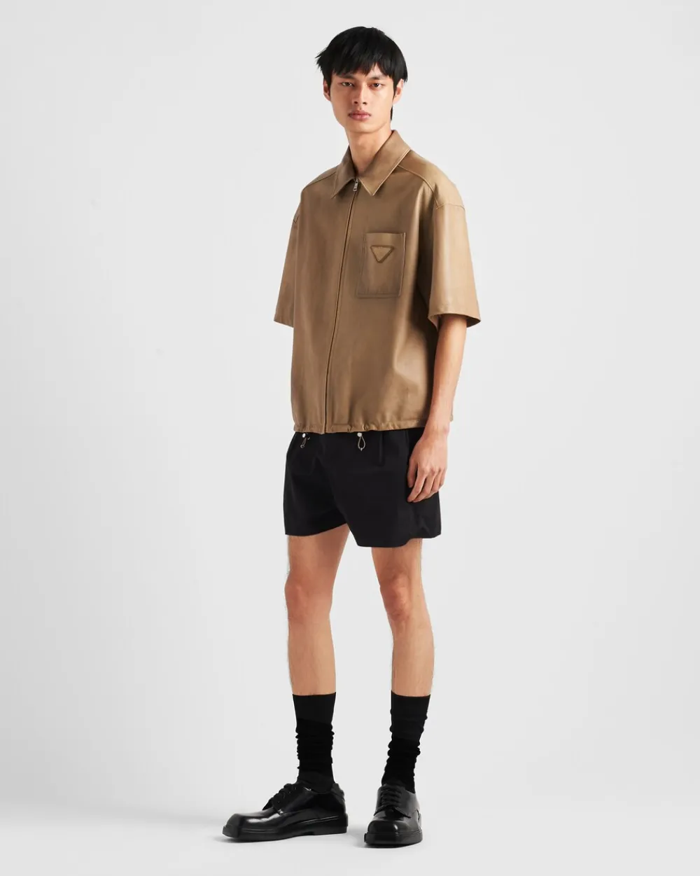 Hombre Prada ROPA DE PIEL^Camisa De Manga Corta En Napa