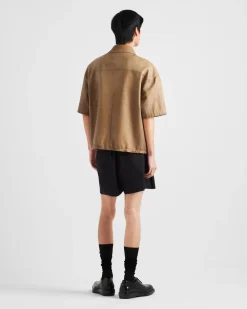 Hombre Prada ROPA DE PIEL^Camisa De Manga Corta En Napa