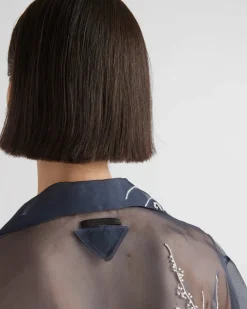 Mujer Prada CAMISAS Y TOPS^Camisa De Organza Bordada
