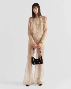 Mujer Prada CAMISAS Y TOPS^Camisa De Organza Bordada