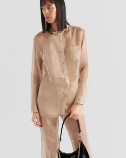 Mujer Prada CAMISAS Y TOPS^Camisa De Organza Bordada