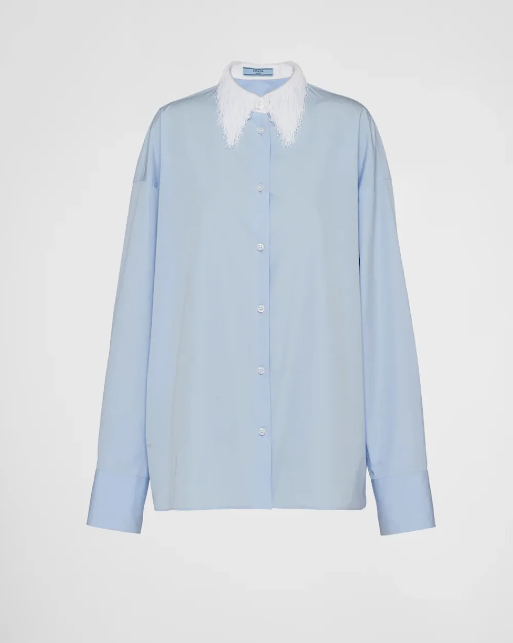 Mujer Prada CAMISAS Y TOPS^Camisa De Popelín Con Cuello De Flecos