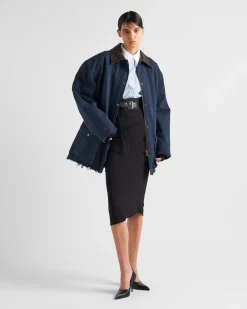 Mujer Prada CAMISAS Y TOPS^Camisa De Popelín Con Cuello De Flecos