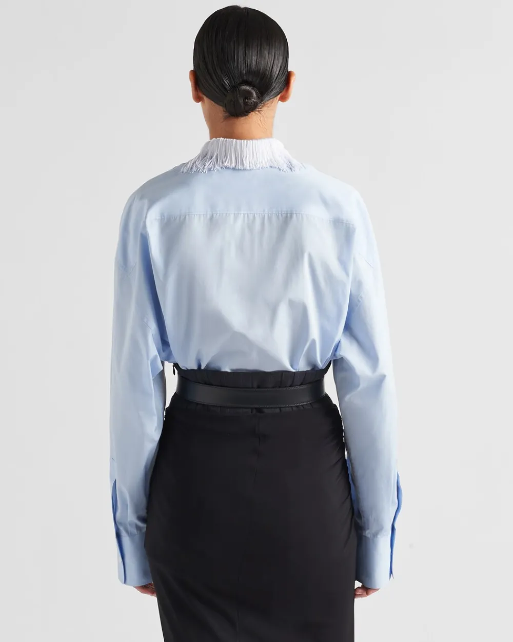 Mujer Prada CAMISAS Y TOPS^Camisa De Popelín Con Cuello De Flecos