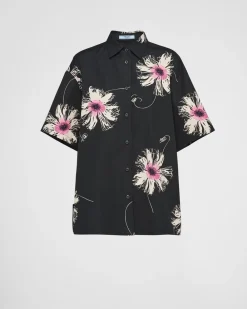 Mujer Prada CAMISAS Y TOPS^Camisa De Popelín De Manga Corta