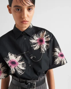 Mujer Prada CAMISAS Y TOPS^Camisa De Popelín De Manga Corta
