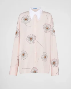 Mujer Prada CAMISAS Y TOPS^Camisa De Popelín Estampada