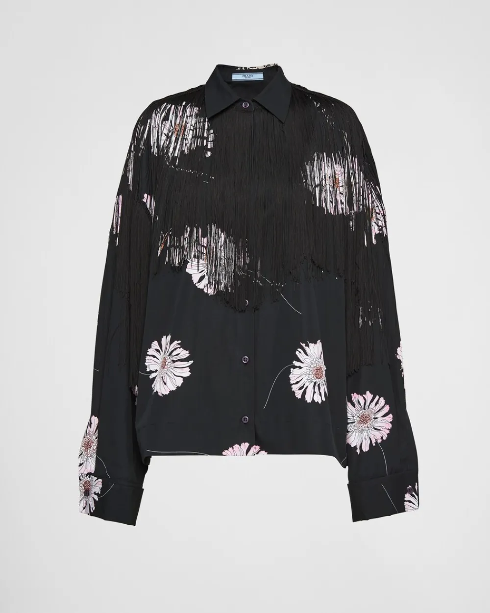 Mujer Prada CAMISAS Y TOPS^Camisa De Popelín Estampada Con Flecos