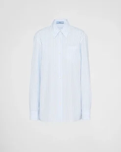 Mujer Prada CAMISAS Y TOPS^Camisa De Popelín Y Jacquard