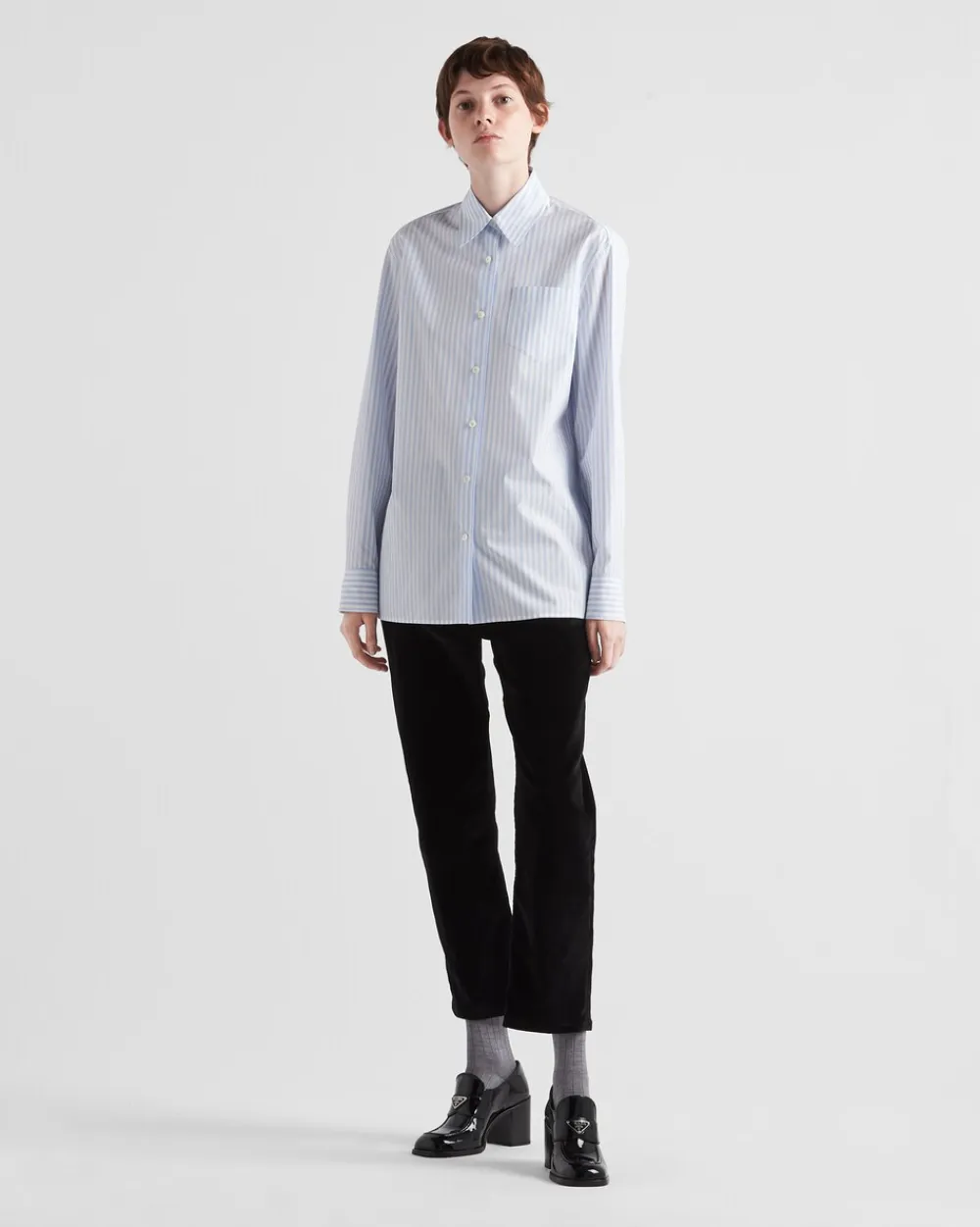 Mujer Prada CAMISAS Y TOPS^Camisa De Popelín Y Jacquard
