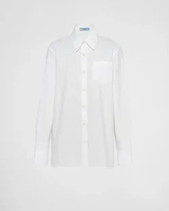 Mujer Prada CAMISAS Y TOPS^Camisa De Popelín Y Jacquard