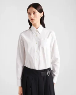 Mujer Prada CAMISAS Y TOPS^Camisa De Popelín Y Jacquard
