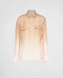 Mujer Prada CAMISAS Y TOPS^Camisa De Sarga Con Estampado Degradado
