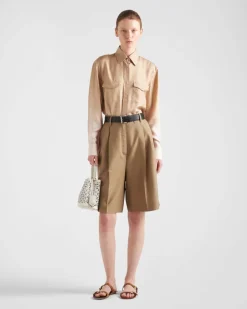Mujer Prada CAMISAS Y TOPS^Camisa De Sarga Con Estampado Degradado