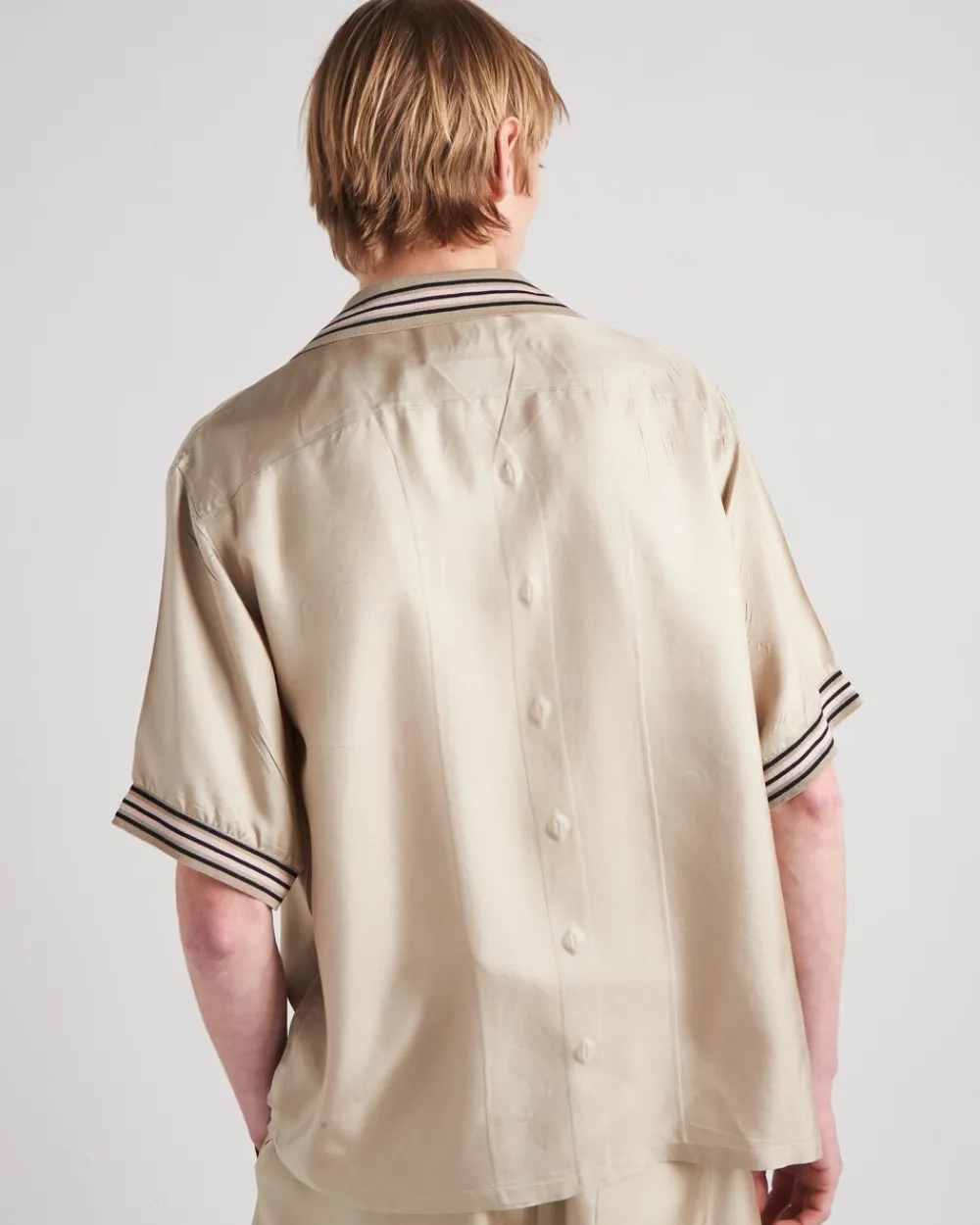 Hombre Prada CAMISAS^Camisa De Sarga De Seda De Manga Corta