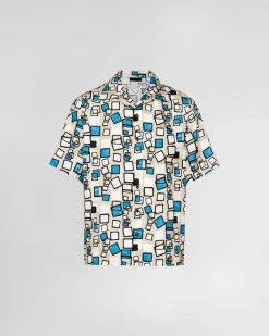Hombre Prada CAMISAS^Camisa De Sarga De Seda De Manga Corta