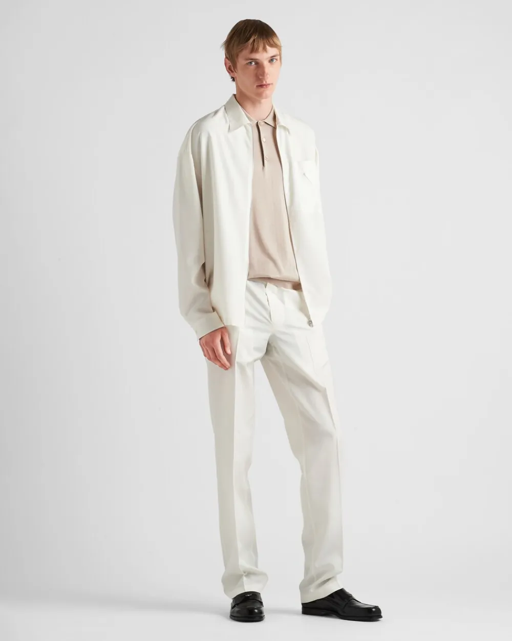 Hombre Prada CAMISAS^Camisa De Seda Con Cremallera