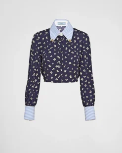 Mujer Prada CAMISAS Y TOPS^Camisa De Seda Con Estampado Jacquard