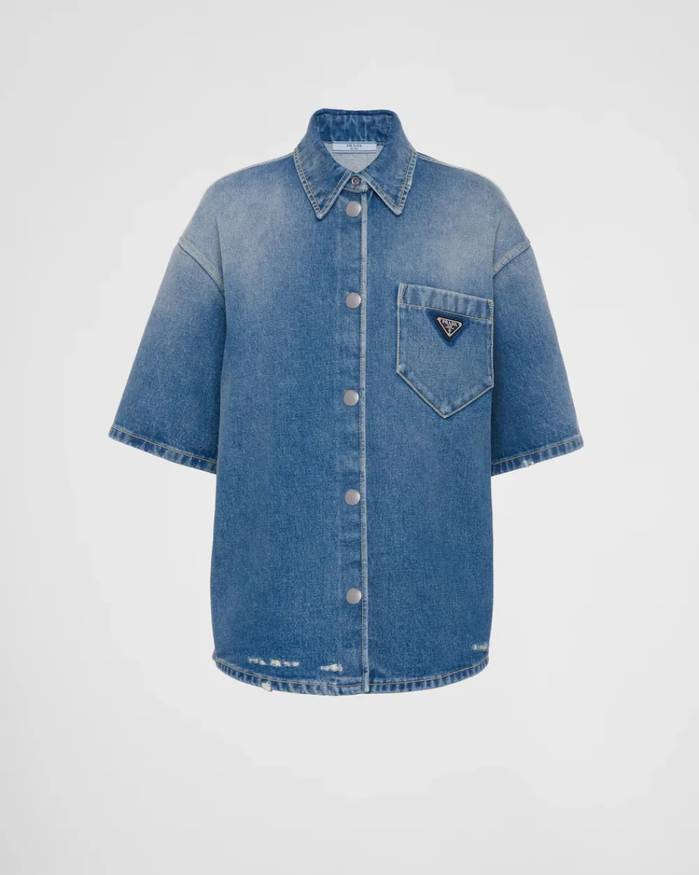 Mujer Prada TEJIDO VAQUERO^Camisa De Tejido Vaquero