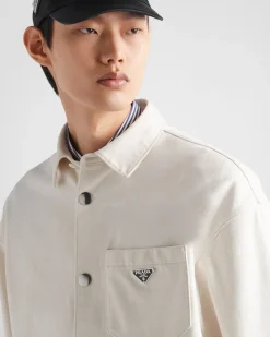 Hombre Prada TEJIDO VAQUERO^Camisa De Tejido Vaquero Aterciopelado