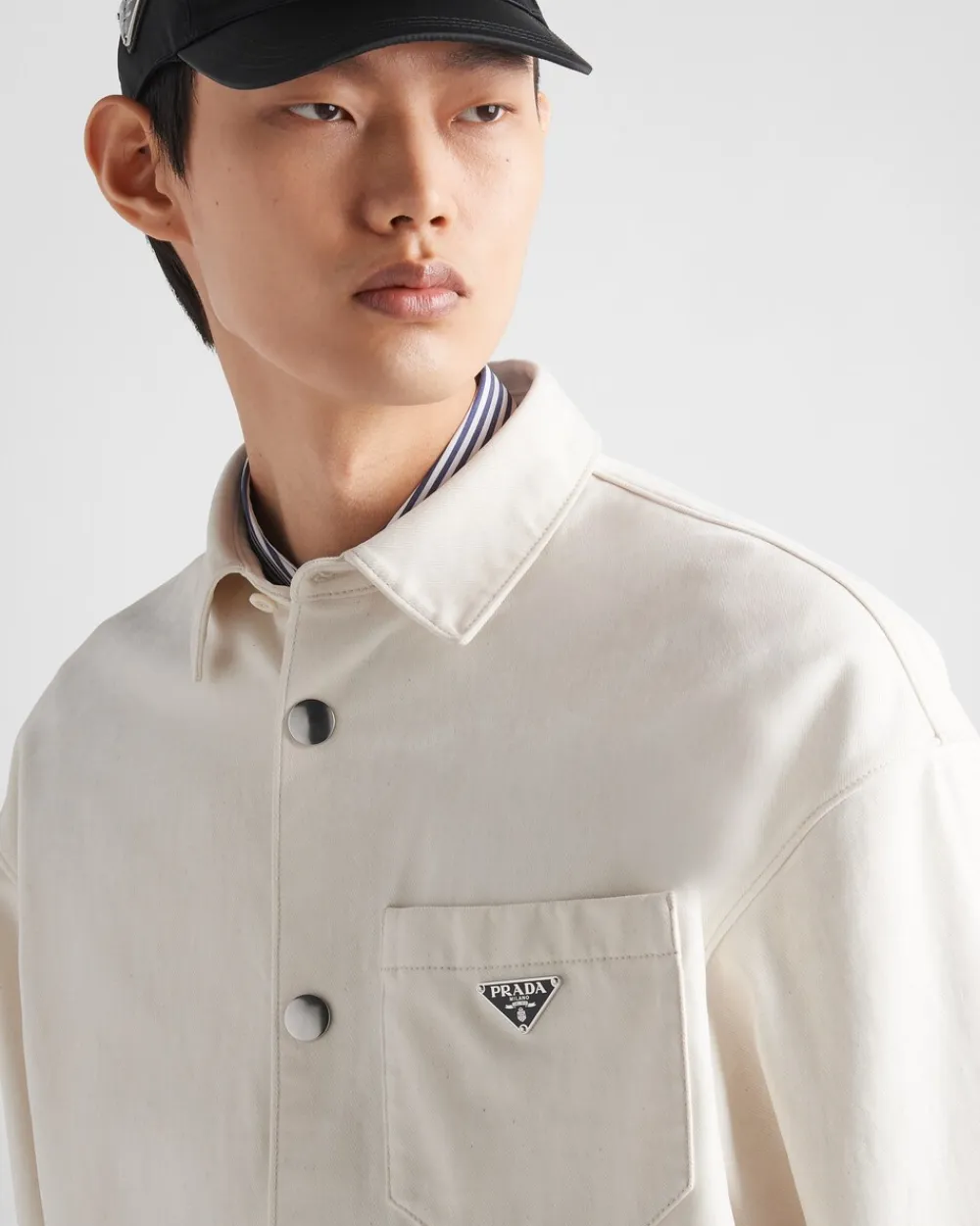 Hombre Prada TEJIDO VAQUERO^Camisa De Tejido Vaquero Aterciopelado
