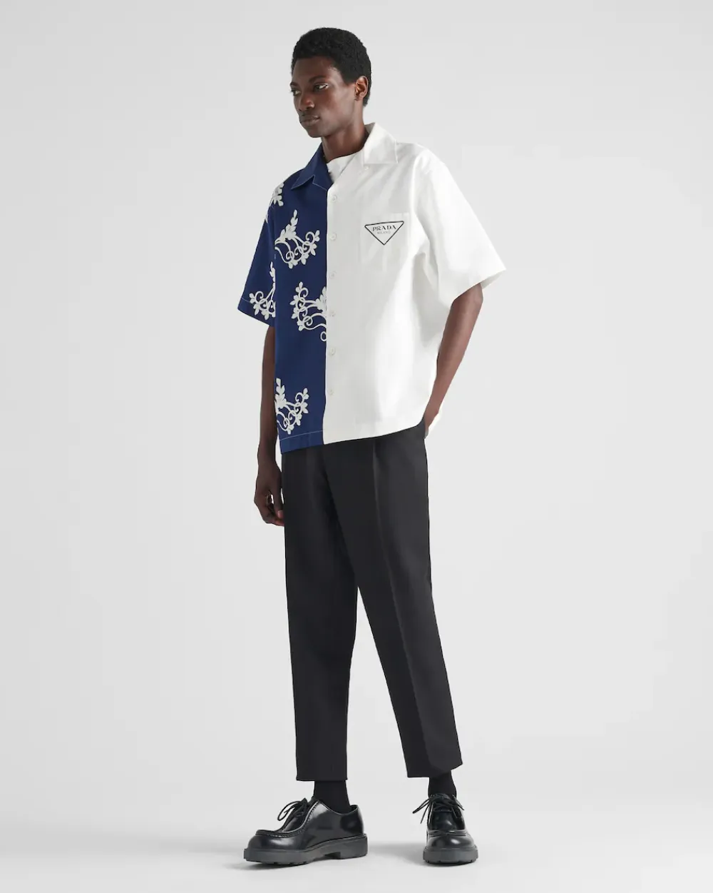 Hombre Prada CAMISAS^Camisa Double Match De Algodón