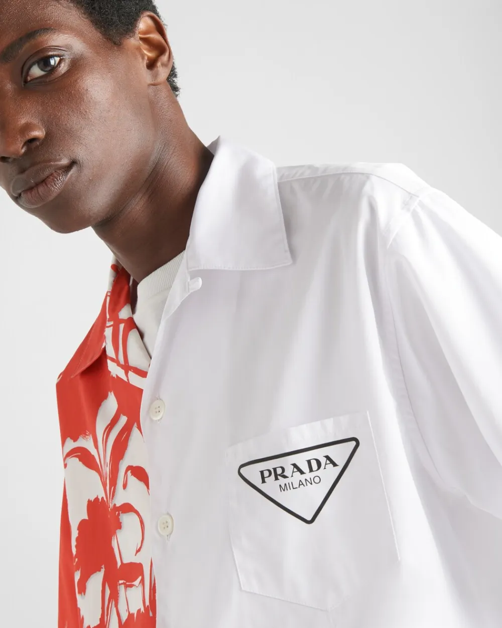 Hombre Prada CAMISAS^Camisa Double Match De Algodón