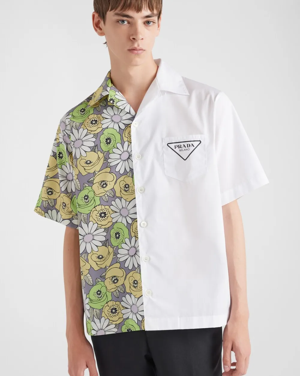 Hombre Prada CAMISAS^Camisa Double Match De Algodón