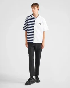 Hombre Prada CAMISAS^Camisa Double Match De Algodón Grueso