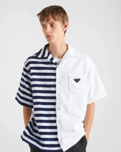 Hombre Prada CAMISAS^Camisa Double Match De Algodón Grueso