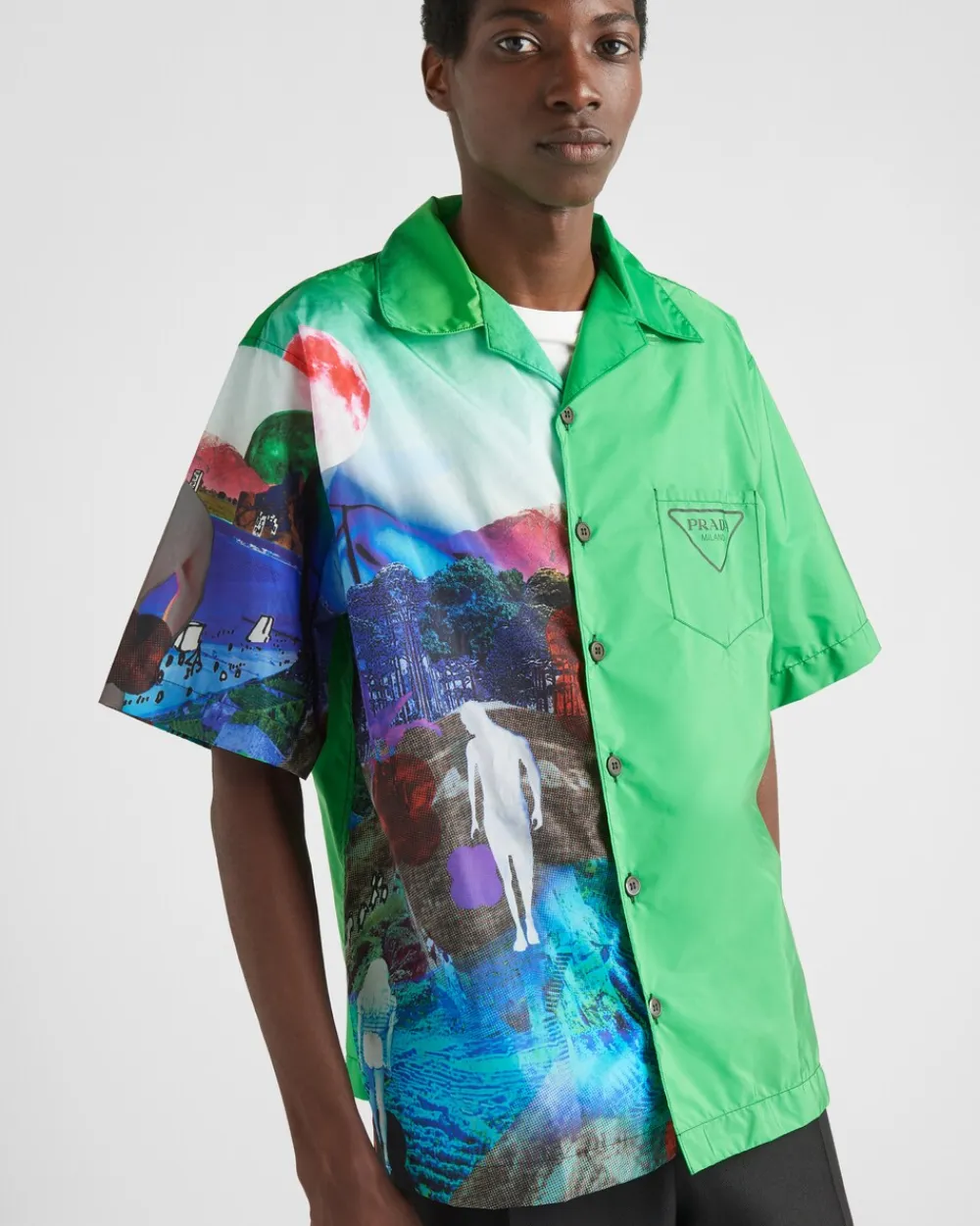 Hombre Prada CAMISAS^Camisa Double Match De Re-nylon