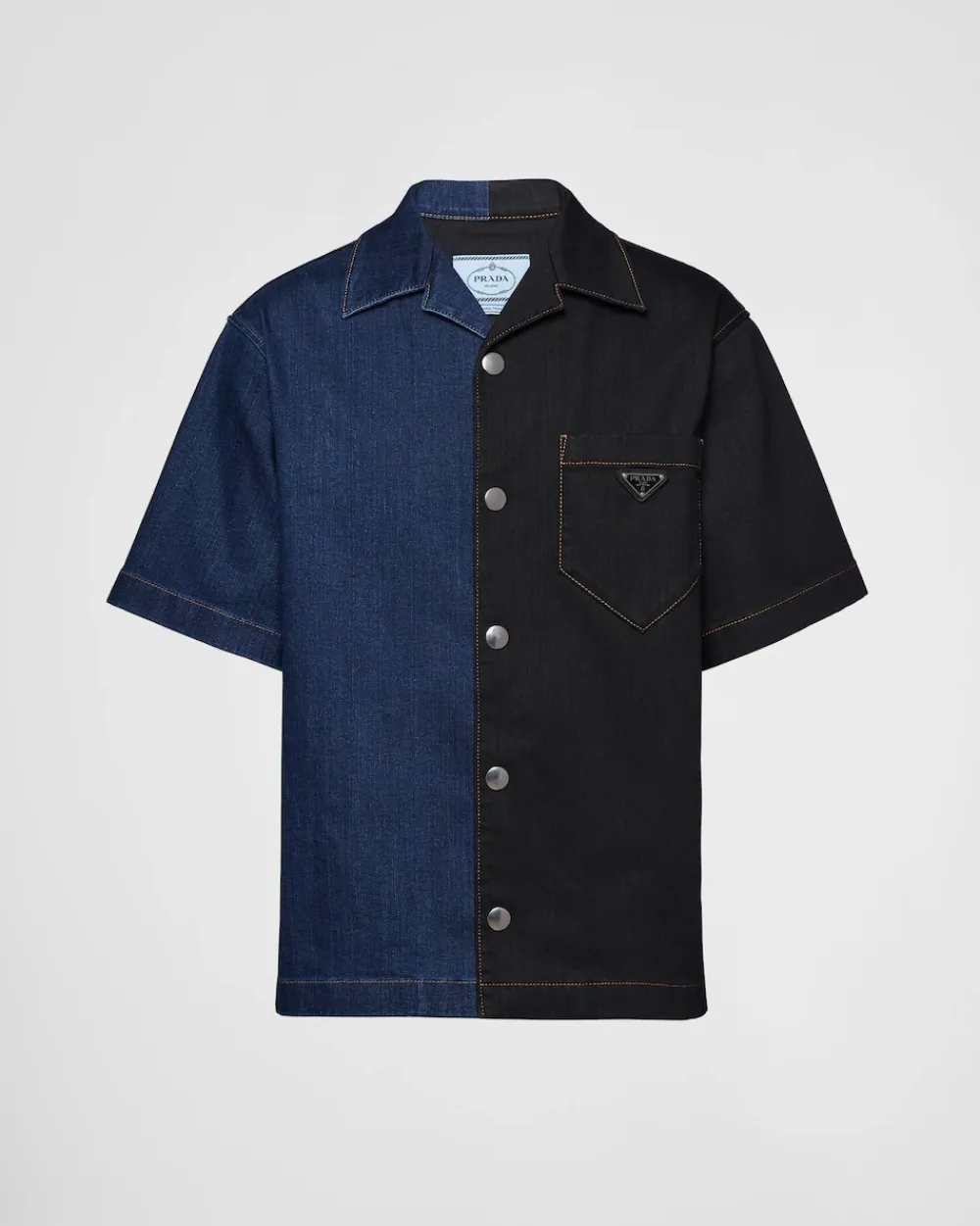 Hombre Prada CAMISAS^Camisa Double Match De Tejido Vaquero