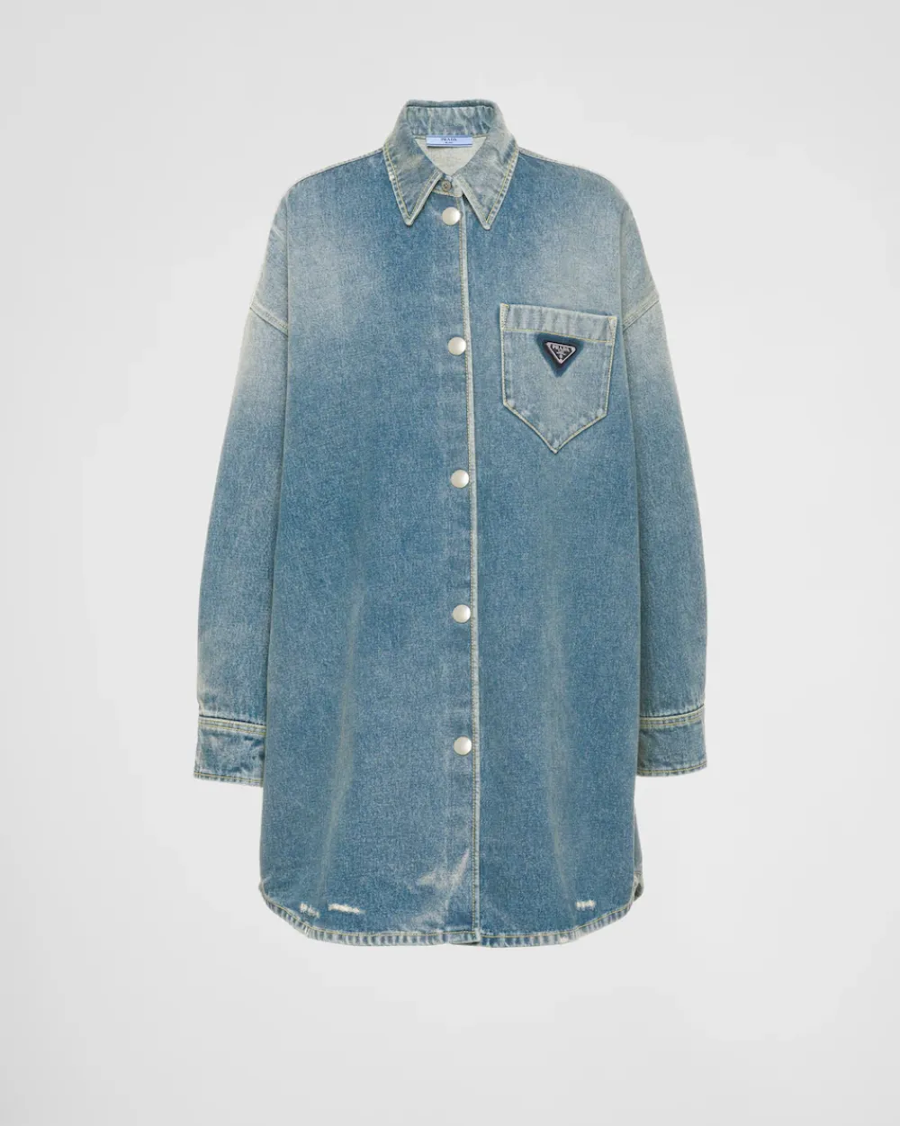 Mujer Prada TEJIDO VAQUERO^Camisa Holgada De Tejido Vaquero Orgánico