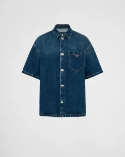 Hombre Prada TEJIDO VAQUERO^Camisa Vaquera
