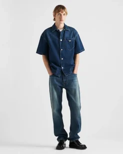 Hombre Prada TEJIDO VAQUERO^Camisa Vaquera