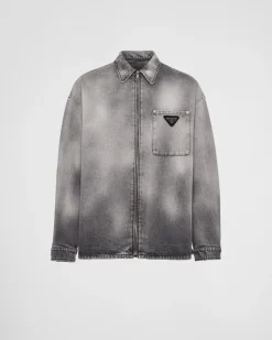 Hombre Prada TEJIDO VAQUERO^Camisa Vaquera