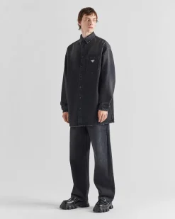 Hombre Prada TEJIDO VAQUERO^Camisa Vaquera
