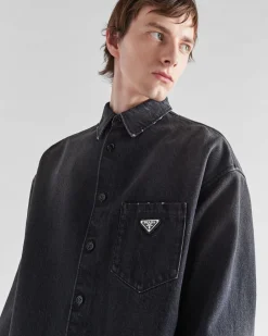 Hombre Prada TEJIDO VAQUERO^Camisa Vaquera