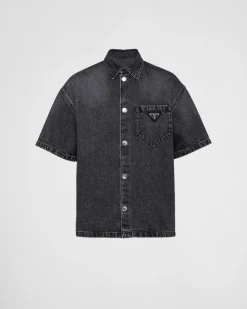 Hombre Prada TEJIDO VAQUERO^Camisa Vaquera