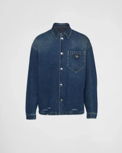 Hombre Prada TEJIDO VAQUERO^Camisa Vaquera Acolchada