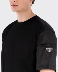 Hombre Prada CAMISETAS Y POLOS^Camiseta De Algodón Con Detalles De Re-nylon