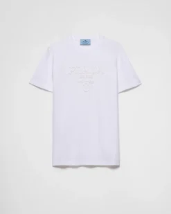 Mujer Prada CAMISETAS Y SUDADERAS^Camiseta De Punto Bordada