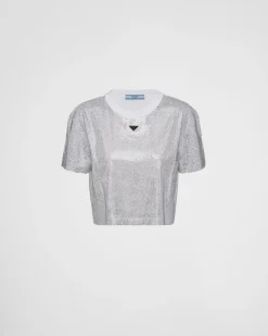 Mujer Prada CAMISETAS Y SUDADERAS^Camiseta De Punto Con Bordado