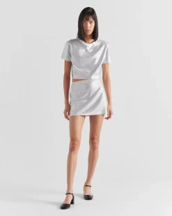 Mujer Prada CAMISETAS Y SUDADERAS^Camiseta De Punto Con Bordado