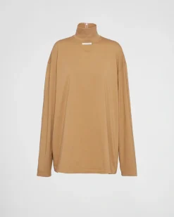 Mujer Prada CAMISETAS Y SUDADERAS^Camiseta De Punto De Cuello Alto