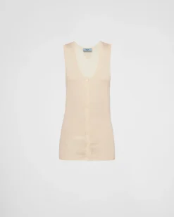 Mujer Prada TEJIDOS DE PUNTO^Camiseta De Tirantes De Cachemir Y Seda